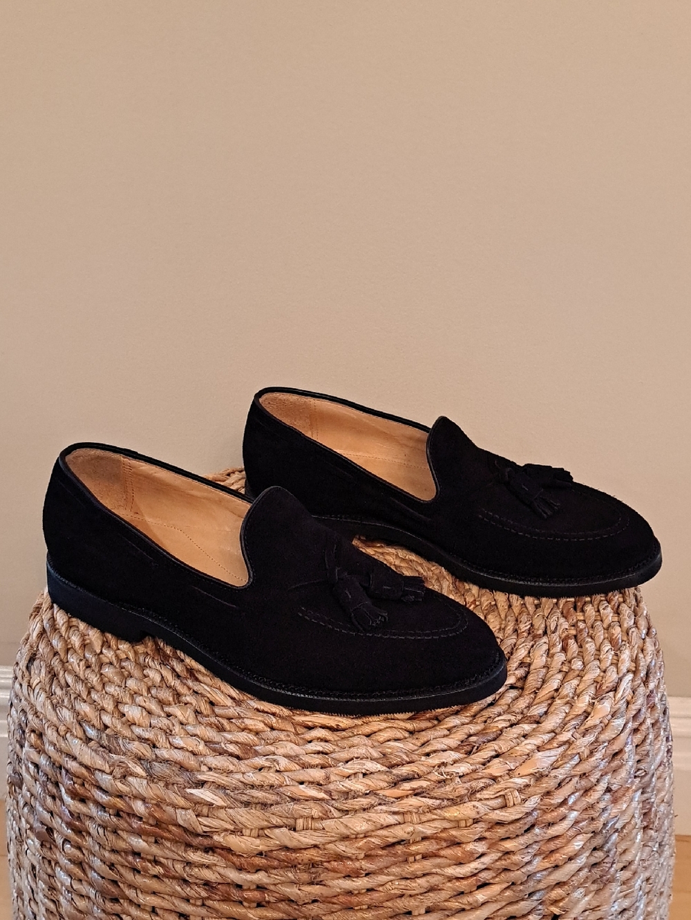 NWOT Suitsupply Mens Tuxedo/Formal/Party/Preppy Black‎ Suede Tassel Loafers 10